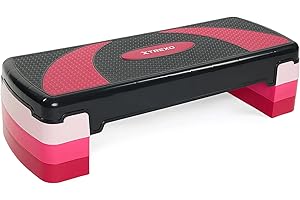TREXO Aerobic Step 78 x 30 cm per Esercizi Cardio e Allenamento Fitness Altezza Regolabile 10-20 cm Resistente in Polipropilene e TPR Step da Aerobica di Alta Qualità Blu|Rosa|Grigio