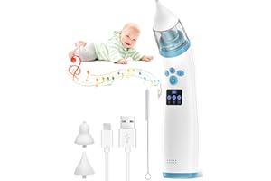 AISSOM Aspirador Nasal Eléctrico, Aspirador Nasal para Bebe, Limpieza Nasal Bebe con 3 Niveles de Succión y 2 Boquillas de Silicona, Música Suave para recién nacidos y niños pequeños,Azul
