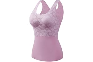 DianD Sleeveless Thermal Vests for Women UK Sale Clearance,Ladies V Neck Thermal Underwear Top with Lace Base Layers Heat Holder Autumn Winter Camisoles & Vests Ladies Size 12-24