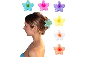 FRIEDWOHL 6 Stück Blumen Haarspangen, Haarspangen Damen, Flower Hair Claw Clips, Hawaii Haarspange für Frauen, Große Klauen Haarspangen, Rutschfest Blumen Haarklammern für Frauen dick/dünn Haar