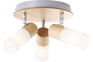 Brilliant Babsan Spotrondell 3-punktowy reflektor sufitowy wychylny drewno jasny/biały, 3 x E14 nadaje się do żarówek świecowych do maks. 3,5 W