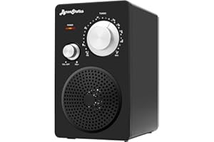 ByronStatics Portable Radio FM, Vintage Retro Radios Speakers, Best Reception and Longest Lasting, Ear Phone Jack and Aux-In, Mains Powered or Battery, for Indoor Outdoor Camping Hiking
