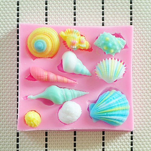 Allforhome Lebensmittelqualität, Sea Shell Muscheln Muschel, Silikon, für Zuckerguss, zur Verzierung von Zuckerguss, Kuchen, Dekoration, Zuckerbäckerei Form für Süßigkeiten, Mulden, antihaftbeschichtet, Sugar Paste Schokolade Harz Polymer Clay Gum Pa