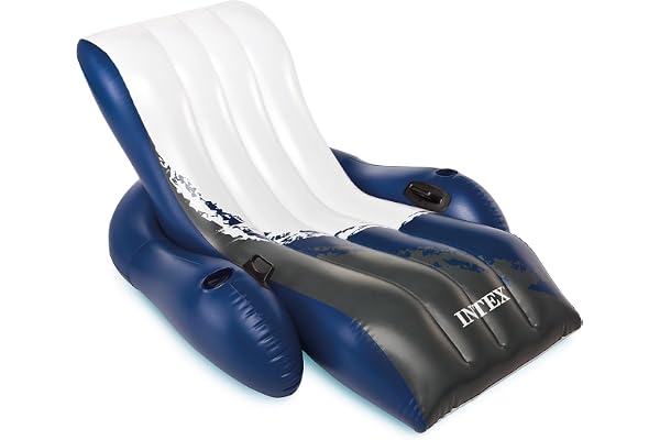Intex Uppblåsbar Vilstol, Flerfärgad, 180 x 135 cm | 58868EP – stor vattenstol med räknat ryggstöd, armstöd, 2 koppar för solning och avkoppling