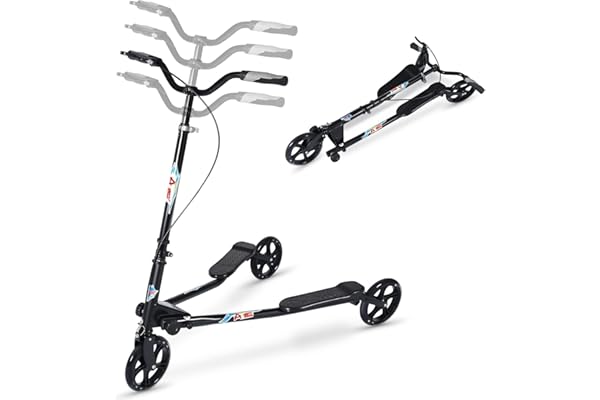 AOODIL Trottinette Swing, Scooter Wiggle pour Enfants, Trottinette Ciseaux, Hauteur Réglable, Trottinettes Pliable à 3 Roues, Scooter Sporter, Trottinettes Kick pour Garçons/Filles/Adultes