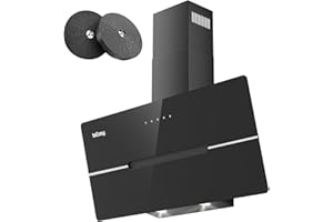 Dunstabzugshaube 90cm, IsEasy Wandhaube Dunstabzugshaube 90 cm mit 578 m³/h Starker Saugleistung, 3 Einstellstufen, Berührungssteuerung, Umluft- und Abluftmodus, 58 dB, Schwarz, Effizienz A++