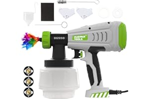 Pistola a Spruzzo, Huepar Tools 550W Spruzzatore Vernice di Vernice con 4 Ugelli in Rame e Filtro, Flusso Massimo di 800ml/min, 3 Modalità di Pittura, Capacità 1000ml, Facile da Usare e da Pulire