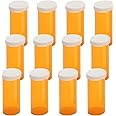 Empty Plastic Pill Bottles with Easy Open Snap Caps (Not Child Resistant), Prescription Medication Vials, Clear Containers Pill Cases Organizers (6 Dram, 12pcs)