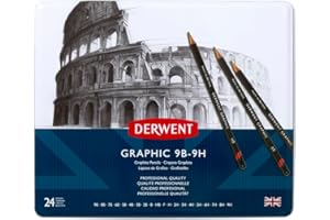 Derwent 34202 Graphic Full Set Graphite Drawing Pencils, Professional Quality, Black ,Set of 24