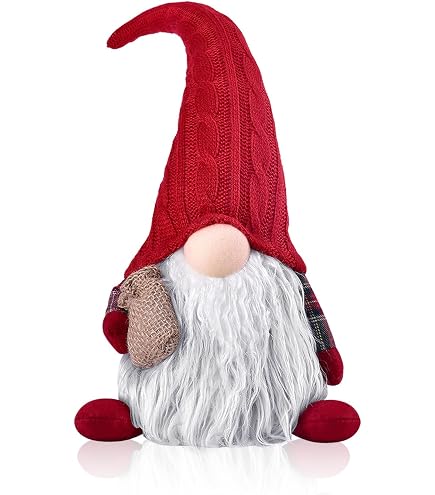 Lot De 6 Lutins De Noël En Peluche - Décorations Scandinaves Faites Main Pour Intérieur, Rouge Et Vert