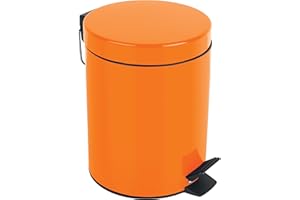 Spirella - Poubelle à pédale Acier SYDNEY - Design Moderne, Ouverture Facile, Seau Intérieur Amovible - Accessoire Salle de Bain ou Cuisine - Orange - 3L