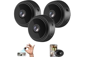 PELINUAR Secretscope Mini caméra de sécurité magnétique, Wi-Fi, caméra extérieure sans fil, avec fonction de vision nocturne pour la maison et le bureau, (noir, 3 pièces)