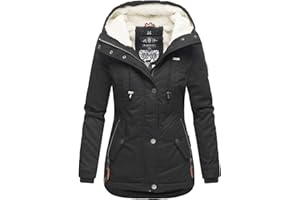 MARIKOO warme Damen Winter Jacke Teddyfell gefütterte Winterjacke B802