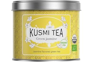 ‎KUSMI TEA Kusmi Tea - Grüntee Jasmin - Bio-Grünteemischung mit Jasmin - Heiß oder als Eistee genießen - Loser Tee - 90 g Metalldose - Menge für etwa 50 Tassen