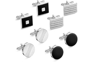 JUSJUBR 4 Pairs Cufflinks for Men, Personalised Classic Tone Cuff Links set, Mens Cufflink for Wedding Business Graduation Gift