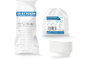 25x ARNOMED kräkpåsar, LDPE kräkpåsar vätsketäta, läckagesäkra kräkpåsar med ring, påse 2000ml, kräkpåsar för resor och graviditetsillamående, kräkpåse för barn & vuxna