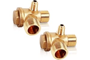 GZhaizhuan 2 válvulas antirretorno de 3 vías, rosca exterior, (20 × 16 × 10 mm), válvula de alivio de presión de latón de 3 vías para hombre