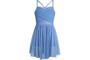 CHICTRY Girls' Sequined Straps Lyrical Dresses Irregular High-Low Split Skirt Dance Leotard Costume