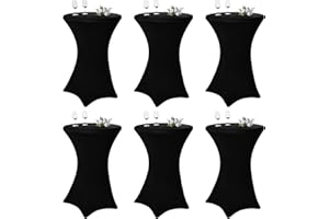‎PESONLOOK Set of 6 Stretch Bar Table Covers for Bistro Table, Diameter 80-85 cm, Elegant, Reinforcement in the Foot Area, Machine Washable at 40°C, Stretch Cover Black Covers for Bar Tables and Bistro Tables