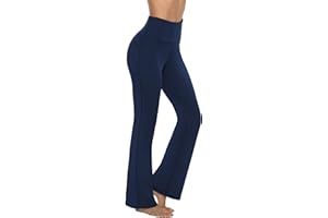 AFITNE Bootcut Yoga Pants for Women, High Waist Flared Leggings with Pockets Wide Leg Bottom Bootleg Tummy Control Workout Gym Casual Work Flare Trousers