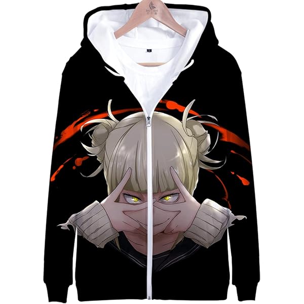 Hoodie Unisexe Manga Sweat Capuche My Hero Academia - Impression 3D - Fermeture éclair - Noir XL Sweat Capuche Unisexe