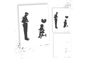 LaserCad Schablonen BANKSY Streetart (B039, Tricycle Girl and Cop (2 layer), DIN A2) Stencil für Graffiti, Airbrush, Kunst, Deko, zum Malen