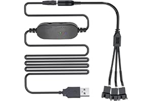 VISSQH 12V PC Fan Speed Controller USB DC 5 V Step UP Boost to 12V 2 Pin Fan Speed Controller with 1 to 3 PC Fan Power Adapter Cable