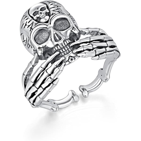 Schädel Schädel Sterling Silber Herren Biker Ring
