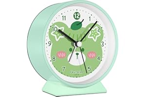Ayybboo Sveglie per Bambini Analogico, Sveglia Analogica Sveglia da Comodino Sveglia al Quarzo Sveglia Silenziosa con Luce Senza Ticchettio Sveglia da Tavolo Snooze Sveglie per Bambini (Verde)
