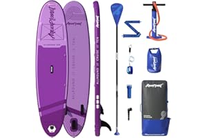 AQUAPLANET Aufblasbares Stand-Up Paddleboard Set - Allround Ten I 305 cm I Ideal für SUP Anfänger & Experten I Beinhaltet Finne, Paddel, Pumpe, Reparaturset, Rucksack, Leine, Trockensack, Trageriemen