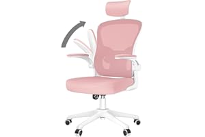 naspaluro Sedia da Ufficio, Sedia Ufficio Ergonomica, Poltrona Ufficio con Poggiatesta e 90° Bracciolo Regolabile, Sedia scrivania Traspirante con Supporto Lombare, Rosa
