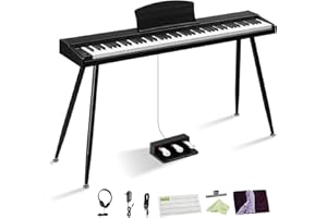 LALAHO 88 Key Semi-Weighted Keyboard Piano, Digital Piano Keyboard with Professional Triple Pedal, Bluetooth MIDI Function, Advanced Chip and Full Equipment for Beginner (Black)