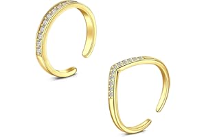 WillTen 2-4Pcs Bague d'orteil en argent en acier inoxydable réglable Bend Open Toe Ring, Bague d'orteil fine en CZ pour doigt de pied de plage d'été pour femmes et hommes