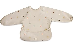 Mushie śliniaczek z długim rękawem dla niemowląt | Wodoodporny śliniaczek dziecięcy z rękawami | Regulowane dopasowanie dla 6-24 miesięcy