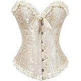 SxyBox Donna Sexy Burlesque Overbust Corsetto Corsetti Intimo Bustino Waist Trainer del Raso con G-String