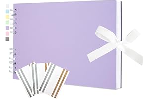 Hiwhy Album fotografico per ritagli 100 pagine bianche Libro dei ricordi 29 x 21,5 cm Libro degli ospiti Album per ritagli Accessori con adesivi angolari per Baby Shower, Matrimonio, Viaggi