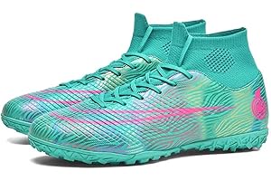 MIKRYDCO Astro Turf Football Boots for Boys Womens Soccer Boots Professional Training High-Top Shoes Outdoor Indoor Athletic Girls Spikes Trainers