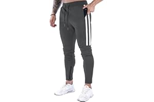 Suwangi Pantalones Deportivos Running para Hombre Jogger Gimnasio Fitness Entrenamiento Pantalon Largos Chándal Bolsillo Cremallera