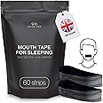 Mouth Tape for Sleeping 60 Units Black - Sleeping Mouth Tape - Snoring Aid to Improve Nasal Breathing, Stop Mouth Breathing at Night, Strong but Gentle Adhesion