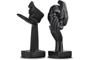 oliruim Estatuas de 2 Piezas de Mujeres pensadoras, Escultura de Arte Abstracto Dorado y Negro, decoración Moderna para el hogar, decoración de Escritorio, Regalo de Año Nuevo (2 Piezas en Negro)