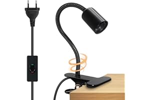 WRPACTTG Lampe Pince LED pour Lit et Bureau - Col de Cygne 35CM, Câble 220CM avec Interrupteur, Clip Métal Noir - Idéal pour Chevet et Chambre