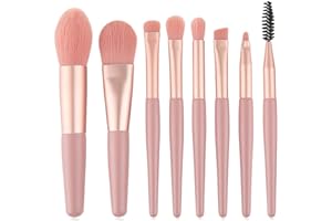 Witbicg - Lot de 8 pinceaux de maquillage bon marché - Pinceaux de maquillage professionnels anti-cernes, fard à paupières, fard à joues - Pour femmes et filles - Rose