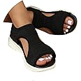 HEONSATI Wide Fit Orthopedic Sandals for Women Uk with Arch Support Summer Ladies Wedge Sandals Walking Platform Casual Beach Shoes Comfy Washable Slingback Slide Sport Open Toe Memory Foam