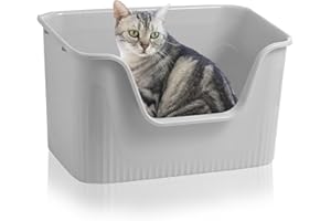 Lighterday Duża 43 x 38 x 22 cm wodoodporna taca z otwartą górą z tworzywa sztucznego dla kotka i królika (szara)