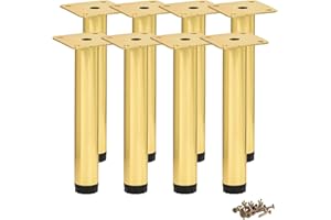Btowin VCF 5 Inch / 12cm Metal Furniture Legs, 8 Pcs Glod Adjustable Furniture Support Feet, DIY Replacement Dresser Legs Feet for Cabinet Table Sofa Couch Chair Desk Kitchen Cupboard