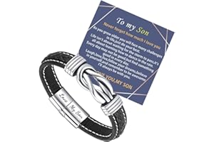 SRANICH To My Son/Grandson/Husband/Boyfriend/Uncle/Nephew/Man/Brother Bracelet,braided leather bracelet for Son/Grandson/Husband/Boyfriend/Uncle/Nephew/Man/Brother Christmas Gifts,Bracelet Gifts for men