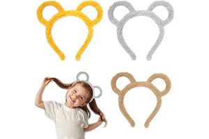 Joytey 3 PCS Bear Headbands Bear Ear Headbands Cute Bear Headwear Plush Hair Hoop Colorful Animal Role Play Fluffy Hair Accessories Furry Headband Girls Kids Hairstyle Carnival Decorations for Party