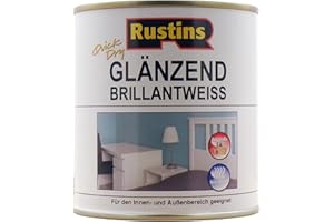 Rustins Peinture brillante à séchage rapide pour bois et métal en intérieur et extérieur - Blanc 500ml