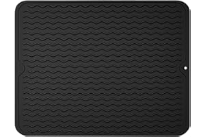 OSDUE Silikonowa mata ociekowa do naczyń, 50 x 40 cm, mata ociekowa do kuchni, do ekspresu do kawy, czarna