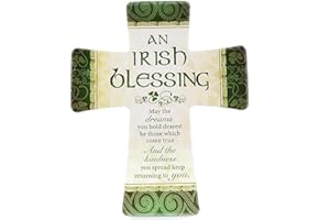 CARROLLS IRISH GIFTS Irish Glazed Porcelain Cross with Irish Blessing (Hanging or Standing Decoration)